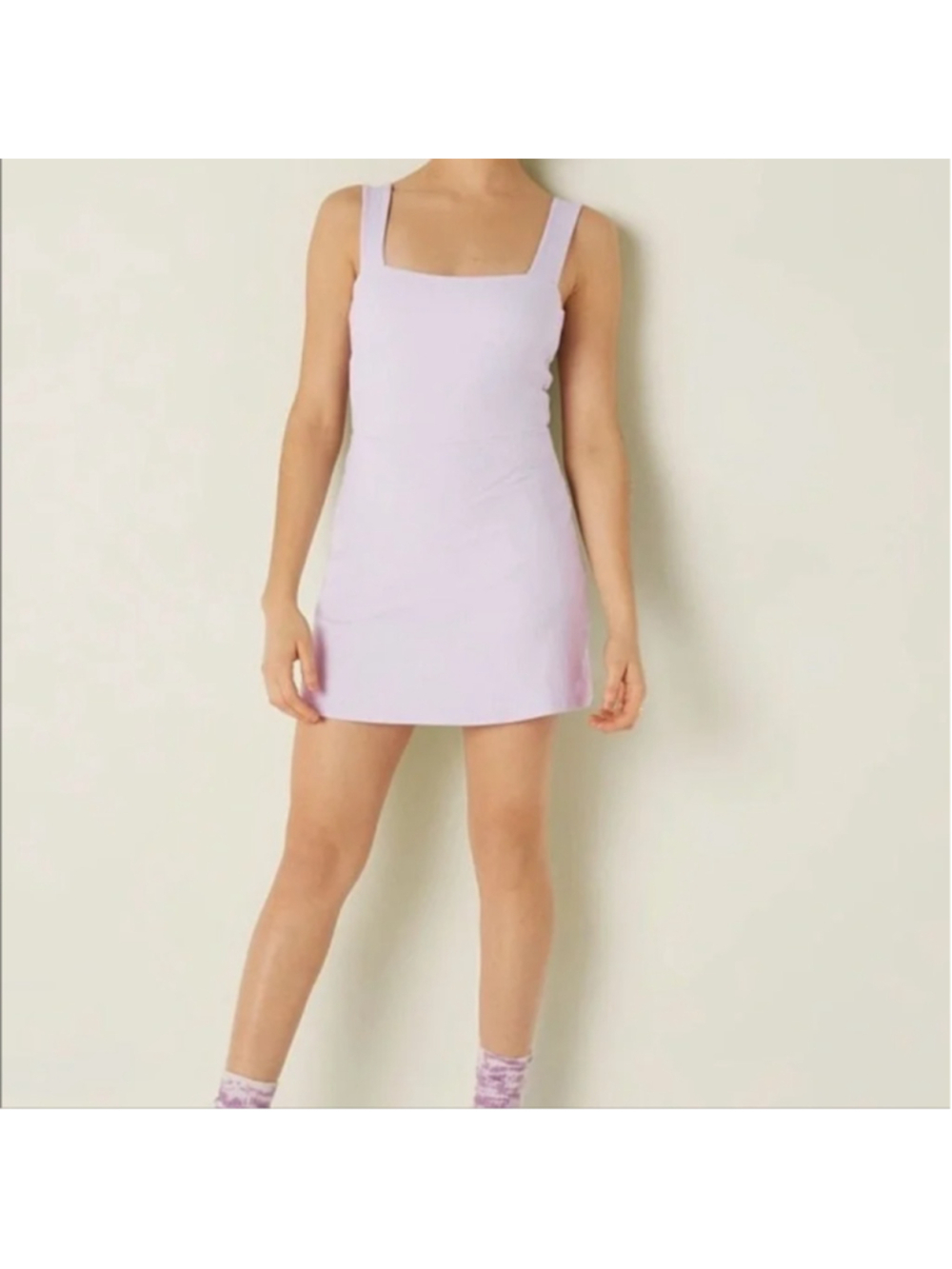 PINK Victoria's Secret Ribbed Square Neck Active Dress XL Purple